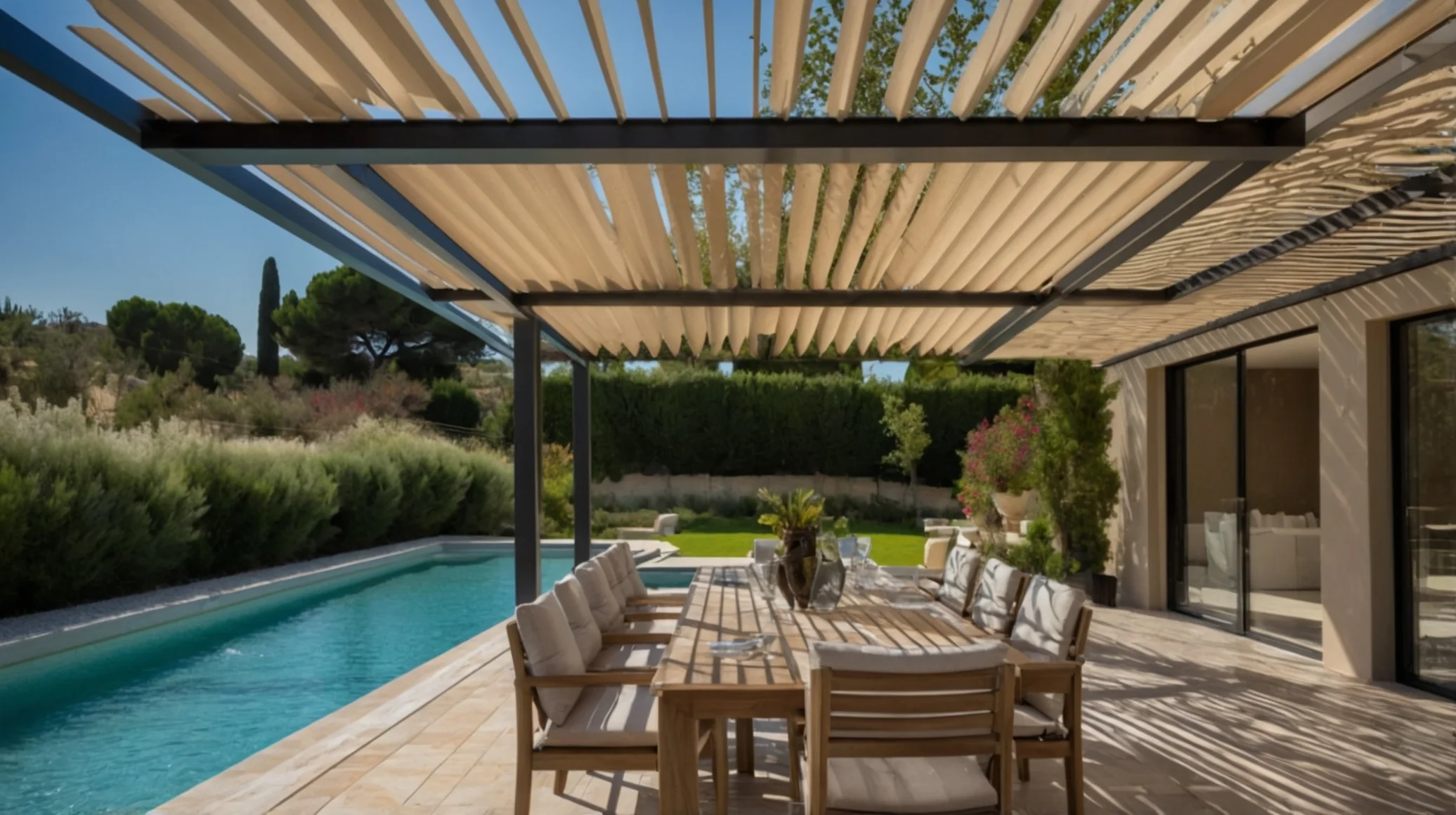 Pergola bioclimatique à lames orientables