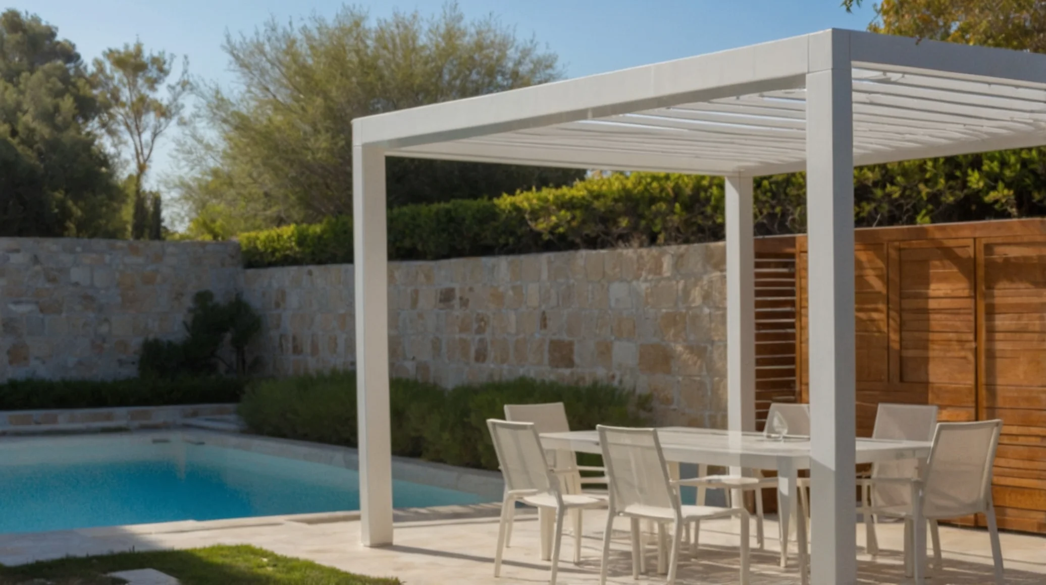 Pergola eco design aluminium blanc