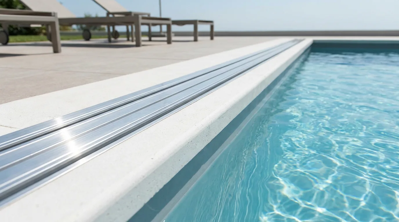 Installation rail de guidage abri piscine